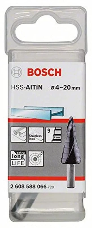Bosch 2608588066 4/6/8/10/12/14/16/18/20 mm HSS-AlTiN Step Drill Bit
