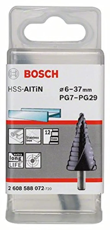 Bosch 2608588072 "HSS-AlTiN "12 Parts PG7-2 Step Drill Bit, Silver