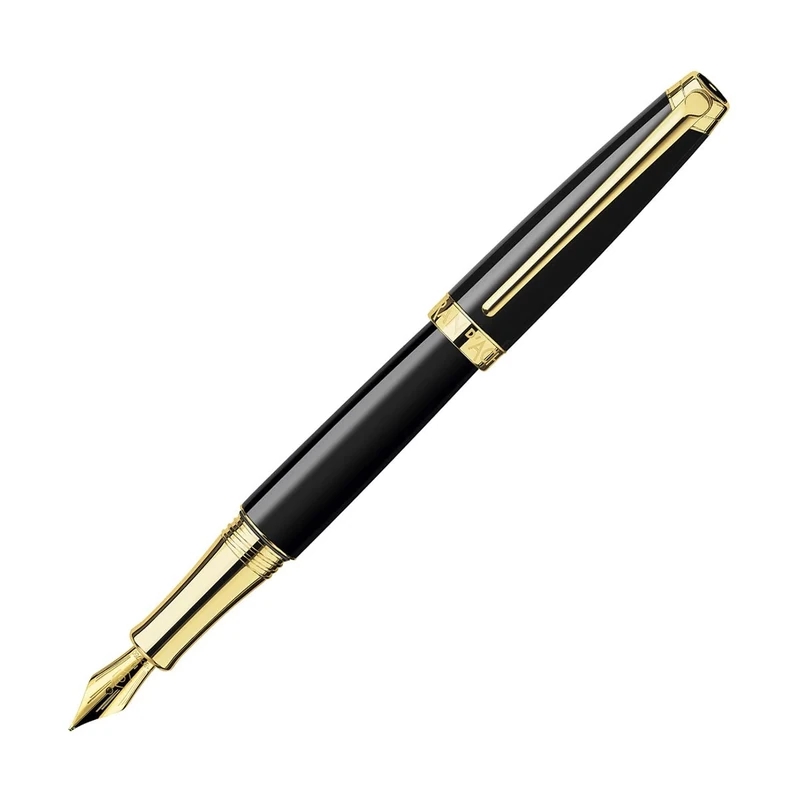 Caran d'Ache Leman Gold Plated Medium Fountain Pen - Black