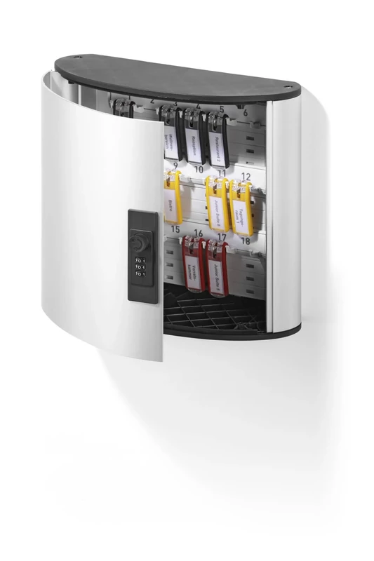Durable Key Safe Box 18 - Wall Mounted Key Holder Cabinet with combination lock for up to 18 Key Clip Keys - Securely lock keys away - Aluminium Keysafe including 6 Key Clip Tags