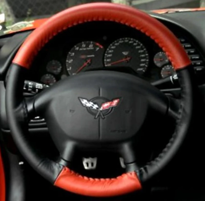 Corvette Steering Wheel Cover Euro-Style Two-Tone : C5 & Z06 - Red/Black by West Coast Corvette