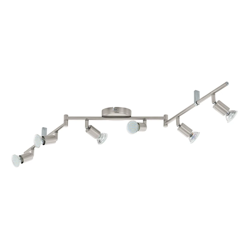 Eglo LED Ceiling Light Buzz-LED, 6-Flame Ceiling lamp, Metal Ceiling Spotlight in Matte Nickel, Living Room Light, Kitchen Light, Spots Including GU10 Bulbs, Warm White, L 105 cm