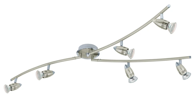 Eglo LED Ceiling Lamp Magnum LED, 6-Light Ceiling Fixture, Metal Spotlight, Living Room lamp in Matte Nickel, Chrome, Spots with GU10 Bulbs, Warm White