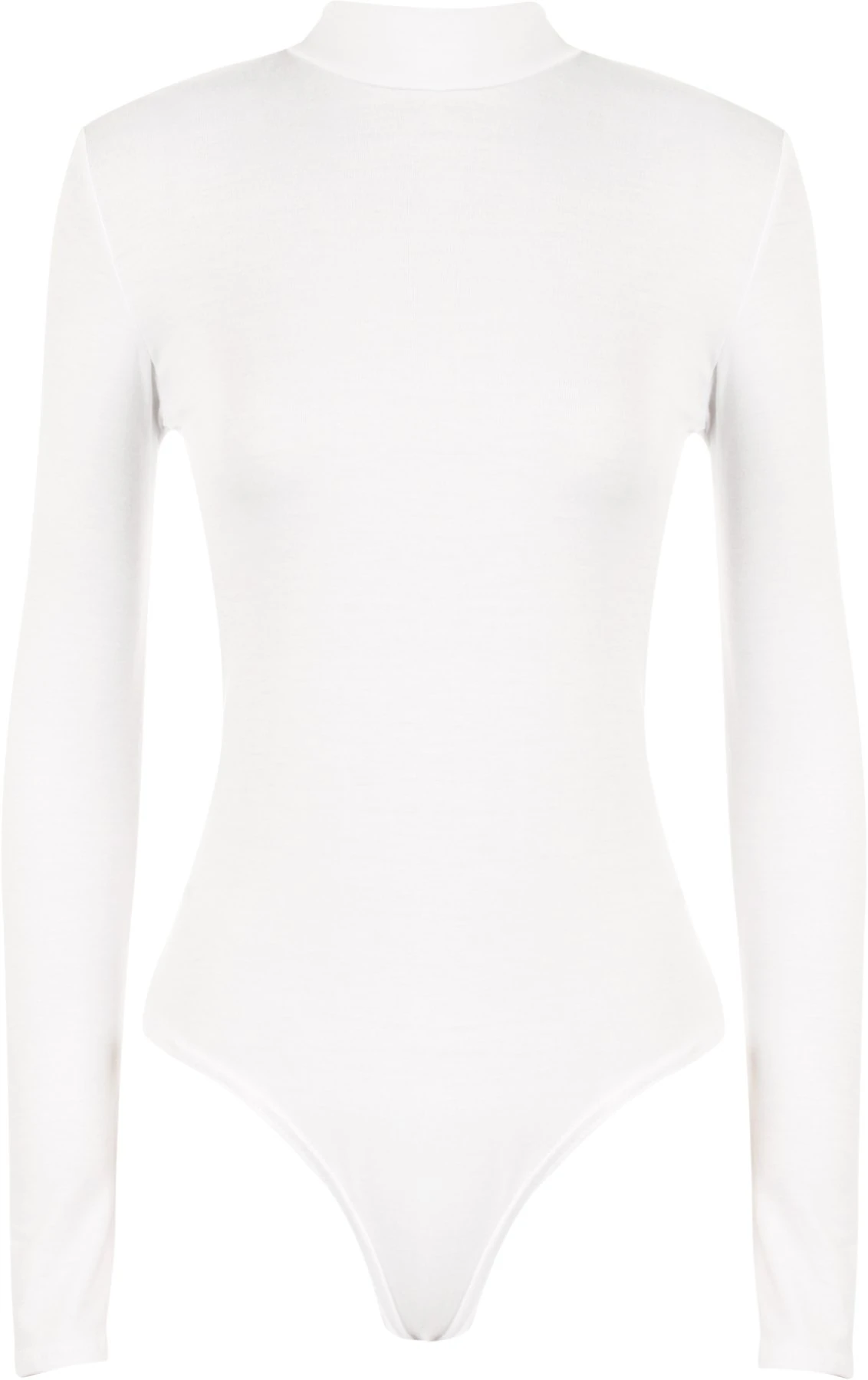 WearAll Womens Turtle Neck Bodysuit Ladies Long Sleeve Stretch Leotard Top - White 8/10
