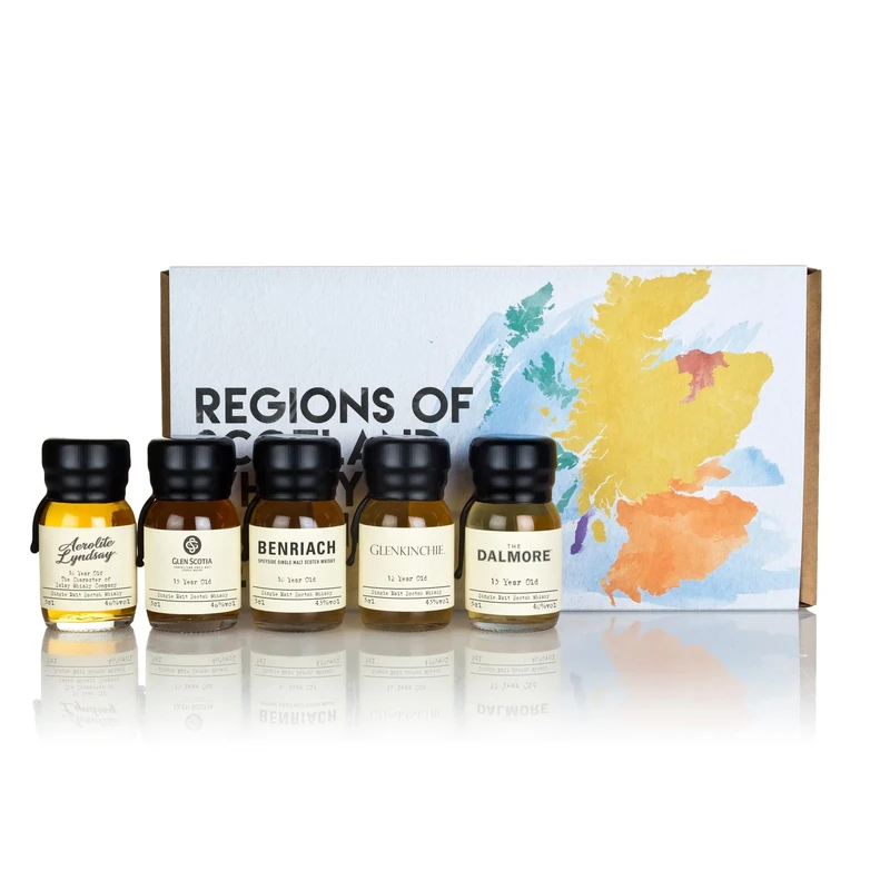 Drinks by the Dram Regions of Scotland Whisky Tasting Set - 5 x 3cl Drams of Scotch Whisky - Whisky Gift Set Featuring Peated Islay Whisky and Single Malt Whisky