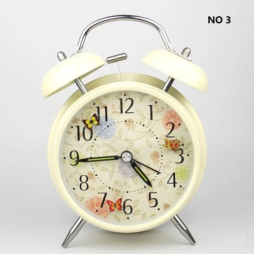 HITO(TM) 4" Silent Quartz Analog Twin Bell Alarm Clock with Nightlight and Loud Alarm