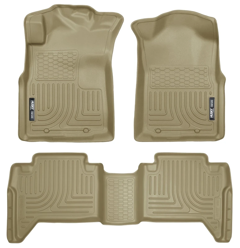 Husky Liners 98953 Fits 2005-15 Toyota Tacoma Double Cab, Tan, Weatherbeater Front & 2nd Seat Floor Mats (Footwell Coverage)