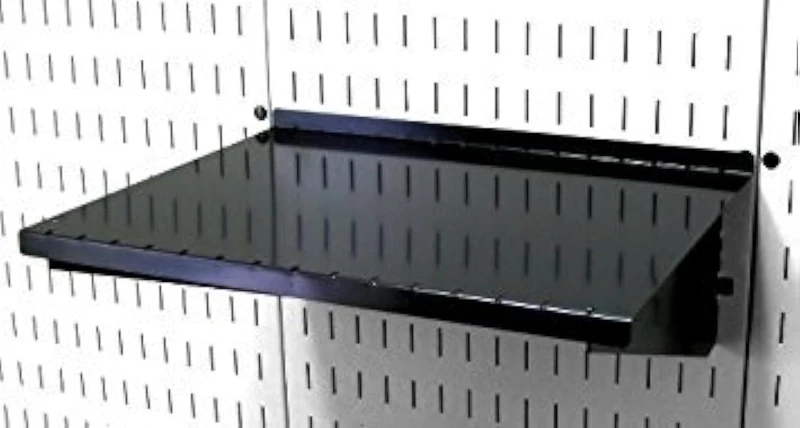 (Black) - Wall Control Pegboard Shelf 30cm Deep Pegboard Shelf Assembly for Wall Control Pegboard and Slotted Tool Board - Black