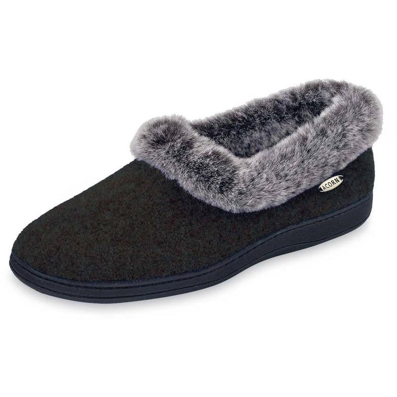 Acorn Women's Chinchilla Collar, Black, 6.5-7.5 Wide