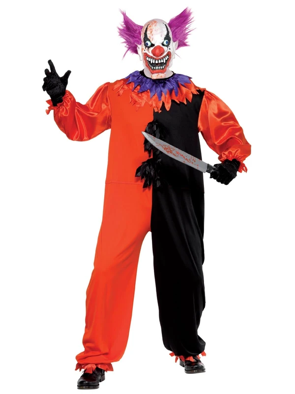 Smiffys Mens Cirque Sinister Scary Bo Bo The Clown Costume Set (XL) (Red/Black)