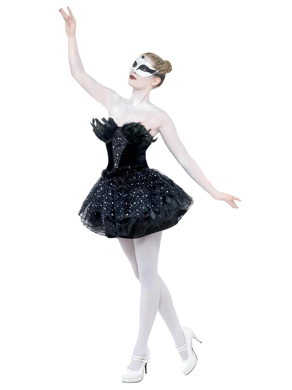 Smiffys Gothic Swan Masquerade Costume - Black Dress