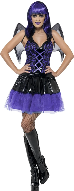 Smiffys Tainted Garden Demoness Costume with Dress and Wings (M, Black/ Purple)
