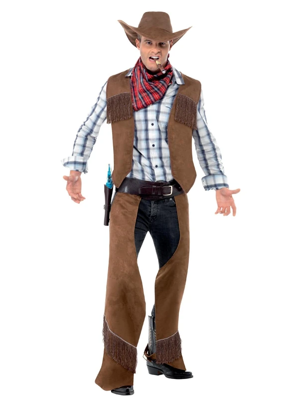 Smiffys Brown Fringe Cowboy Costume - Adult Size M