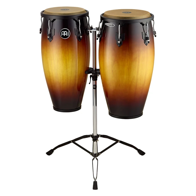 Meinl Percussion Headliner Conga Set - Handdrum Set 11 Inches and 12 Inches - Buffalo Skin Head - Incl. Double Braced Tripod Stand - Siam Oak, Multicoloured (HC812VSB)