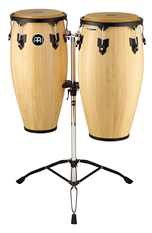 Meinl Percussion Headliner Conga Set - Handdrum Set With 11 Inches and 12 Inches - Buffalo Skin Head - Incl. Double Braced Tripod Stand - Siam Oak, Natural (HC812NT)