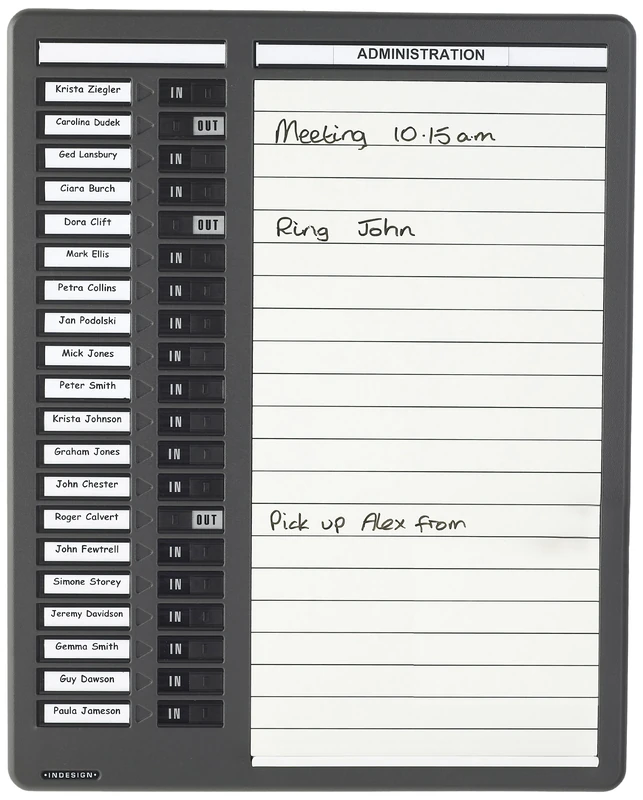 Indesign Wpitdw20 in/Out Drywipe Board 20 Names - Grey - Image 1