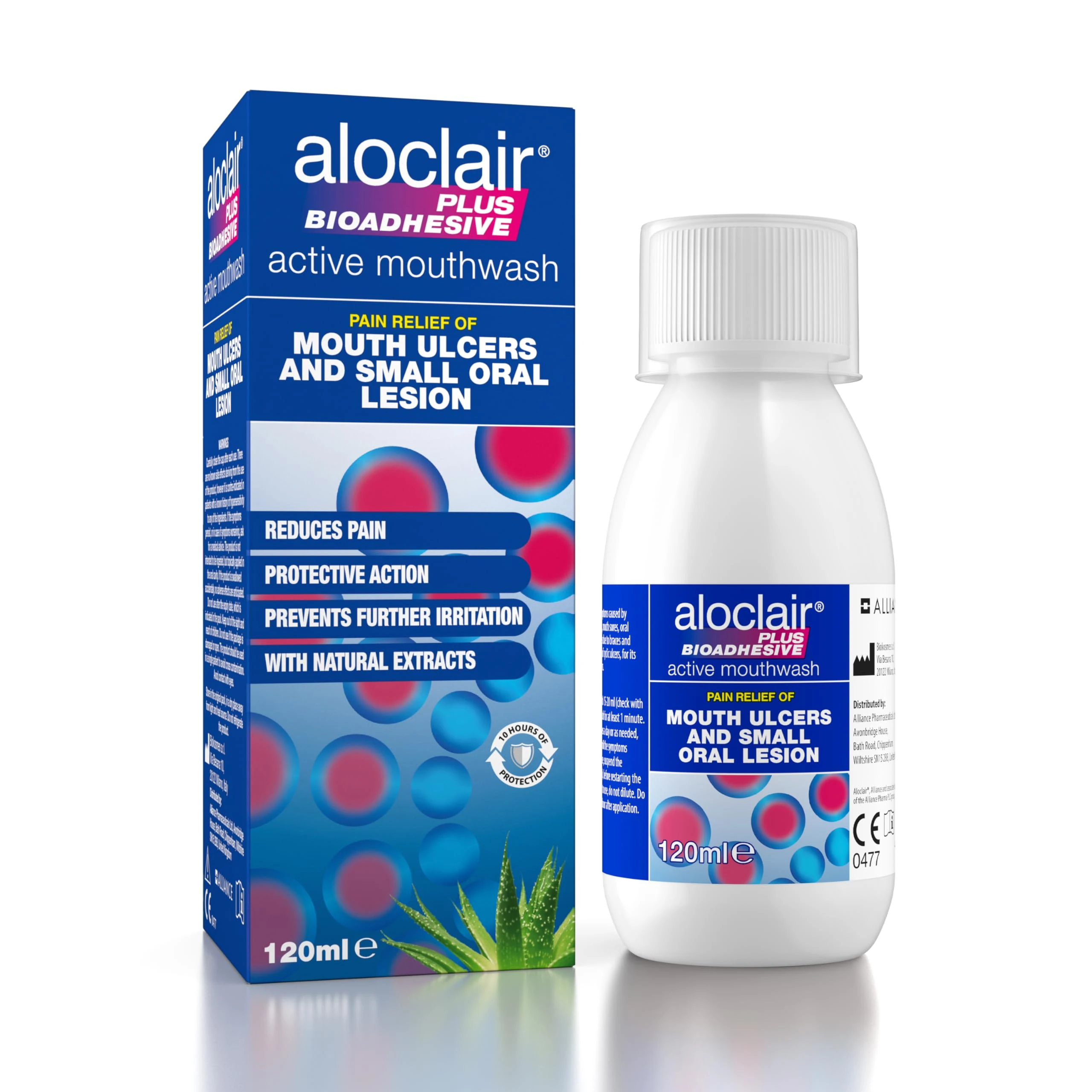 Aloclair Plus Bioadhesive Mouth Ulcer Treatment Mouthwash 120ml. Long lasting protection, up to10-Hour Protection, Soothes Mouth Ulcers & Oral Lesions, for Adults & Children 4 Years +