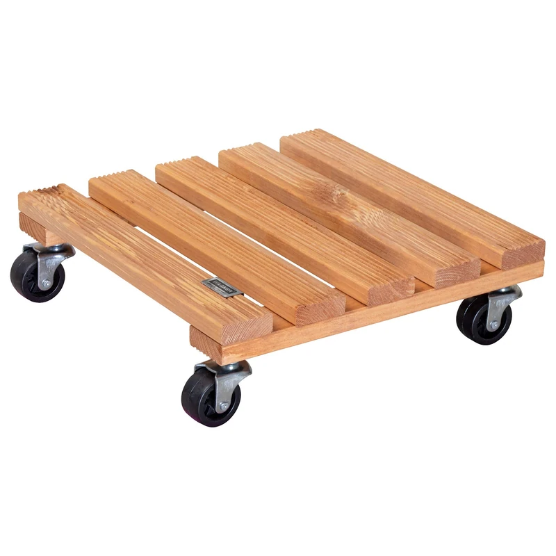 WAGNER Plant trolley TOSCANA 38 x 38 x 10,5 cm I Flower trolley for indoor + outdoor use I Trolley made of FSC®-certificated solid wood, terracotta I Load capacity 150 kg I Made in EU - 20016201 - Image 1