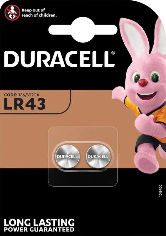 Duracell LR43 186 V12GA 1.5V Batteries (Pack of 2 Batteries)