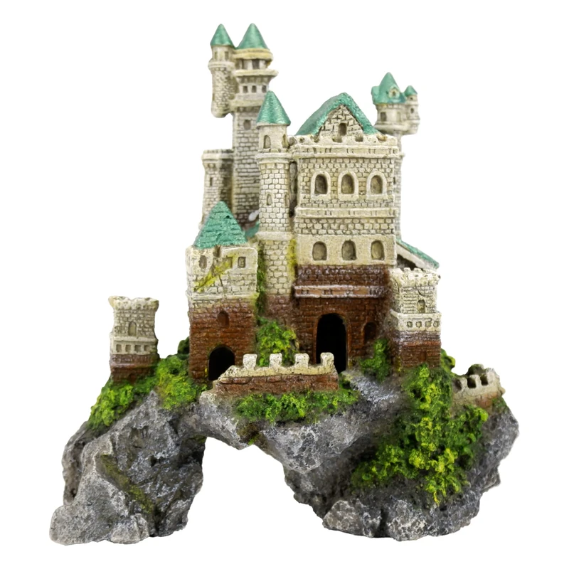 CLASSIC Enchanted Castle on Rocks Aquarium Ornament – Magical Fish Tank Decoration – 255 x 160 x 283mm