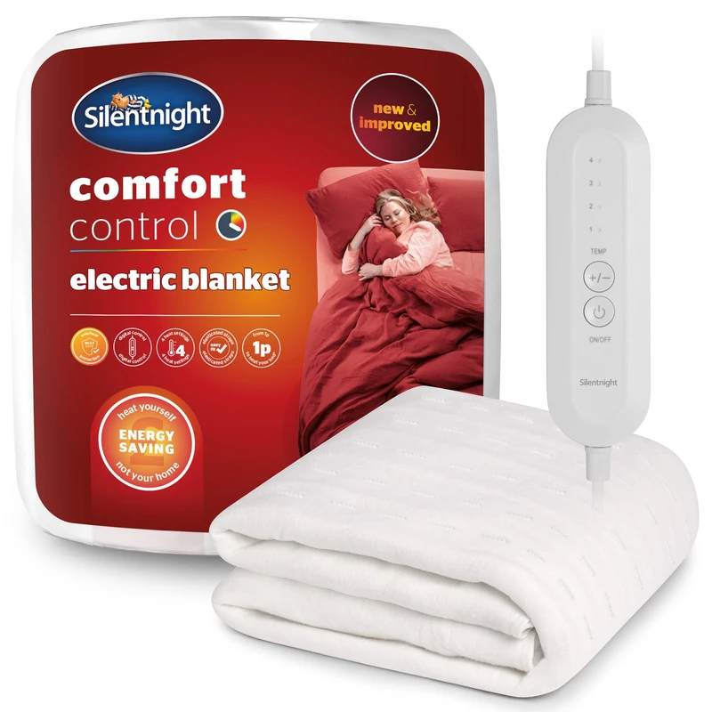 Silentnight Comfort Control Electric Blanket King Bed - Heated Underblanket with 4 Heat Settings - Fast Heat Up - Overheat Protection and Easy Fit Straps - Machine Washable - King Size - 137x165 cm