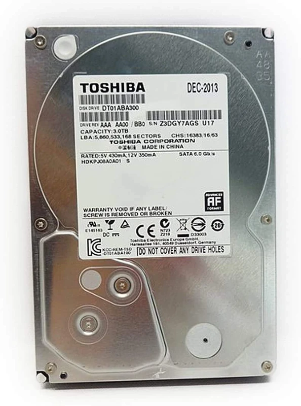 Toshiba PA4293E-1HN0 3TB DT Series SATA 6GB/s 3.5 Inch Desktop Internal Hard Drive