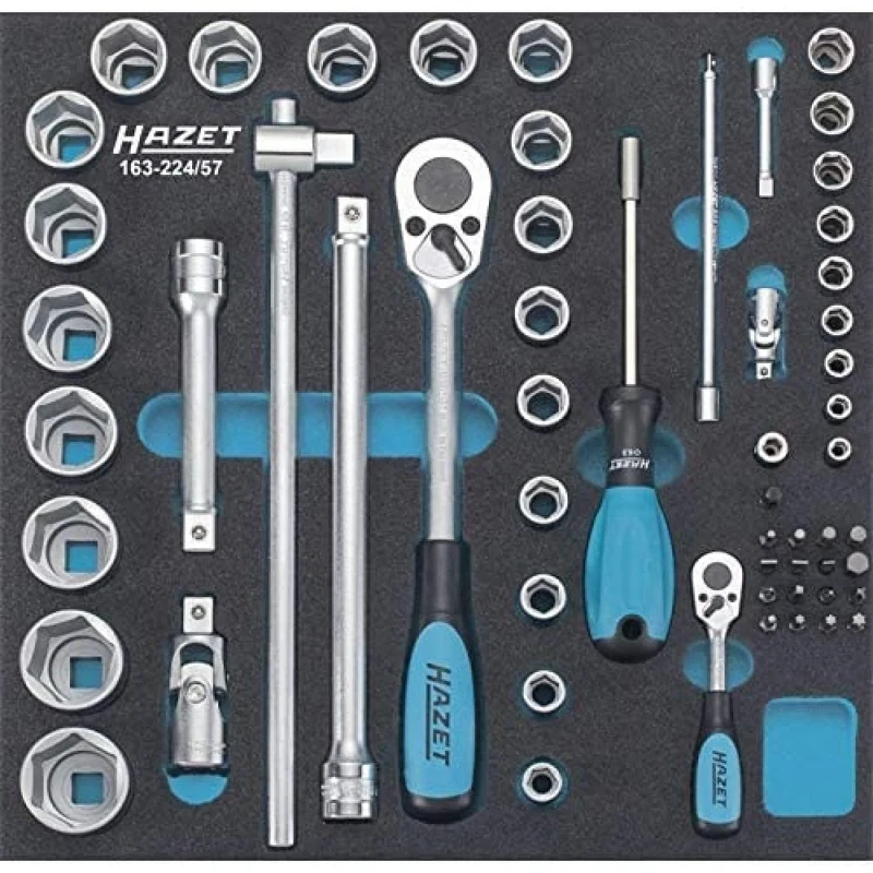 Hazet 163-224/57 Socket/Screwdriver Set - Black/Blue/Silver (57-Piece)