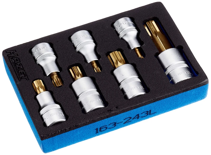 HAZET 163-243/7 Internal Serration Profile XZN Screwdriver Socket Set - CVD-Tin Coated