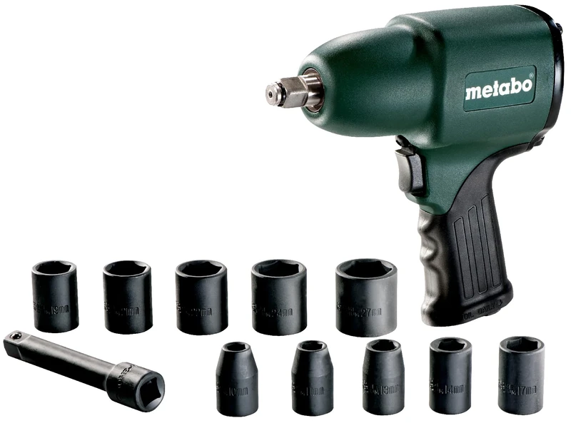 metabo 604118500 DSSW 360 Set 1/2" Air Impact Wrench in Plastic Carry Case DSSW360 6 Pneumatic Screwdriver litres/Minute, Green,