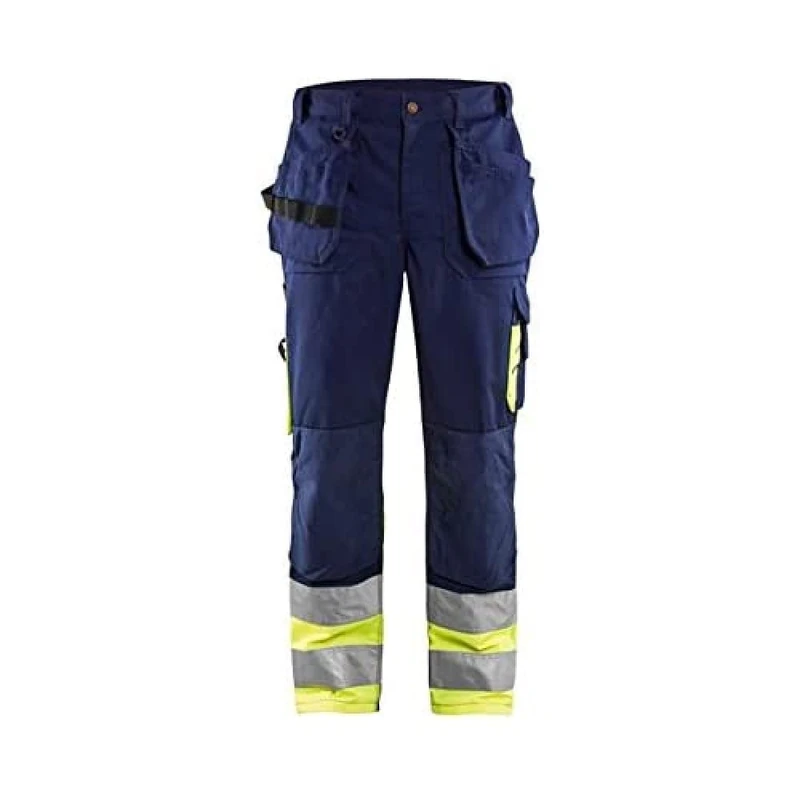 Blakläder 152918608933C44 Size C44 High Visibility Craftsman Trousers - Navy Blue/Yellow