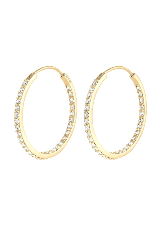 Elli Earrings Hoop Crystals Gold Plated 925 Sterling Silver