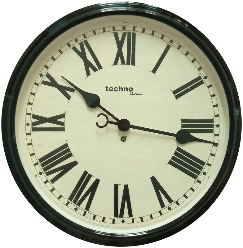 techno line WT7050 Wall Clock, Metal, Black