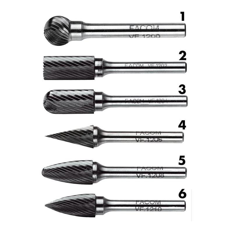 FACOM Carbide Mill, Cylindrical No. 2, Diameter 6 mm Length 18 mm, Pack of 1, VFA.602 - Image 1