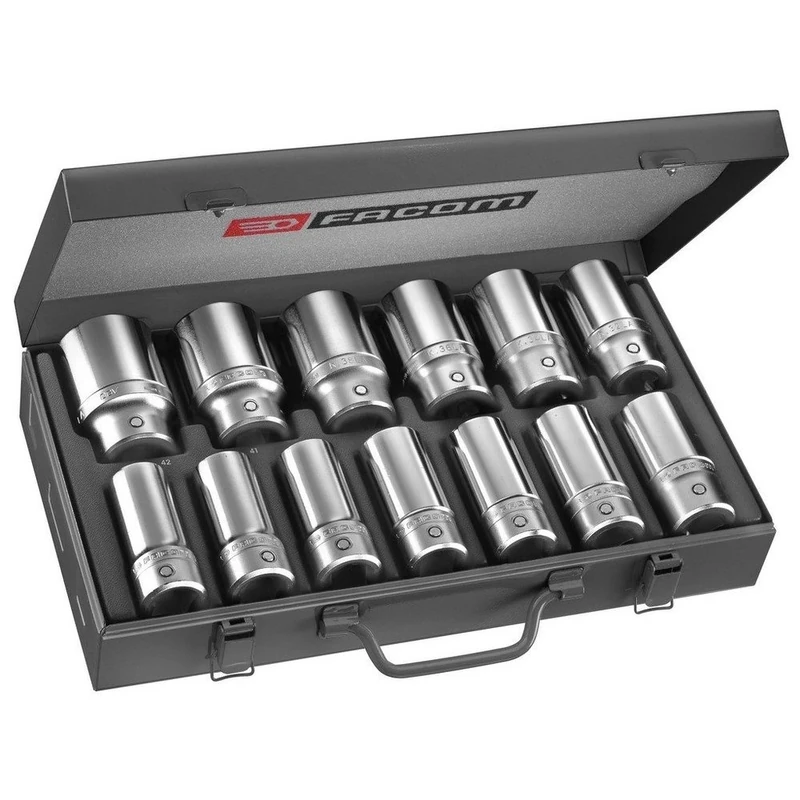 FACOM K.405E Long-Reach Metric-Size 6-Point Socket Set, 3/4" Size, 85 mm x 220 mm x 395 mm