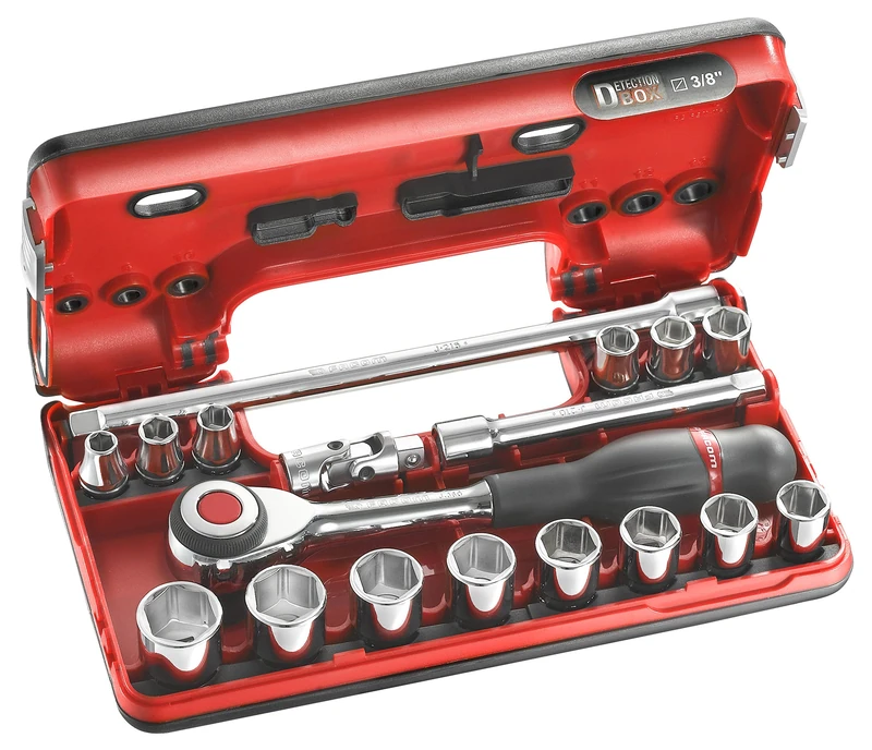 FACOM J.360DBOX1 Dbox Set, 6-Point, 3/8" Sockets, 18-Piece, 50 mm Height, 124 mm Width, 280 mm Length