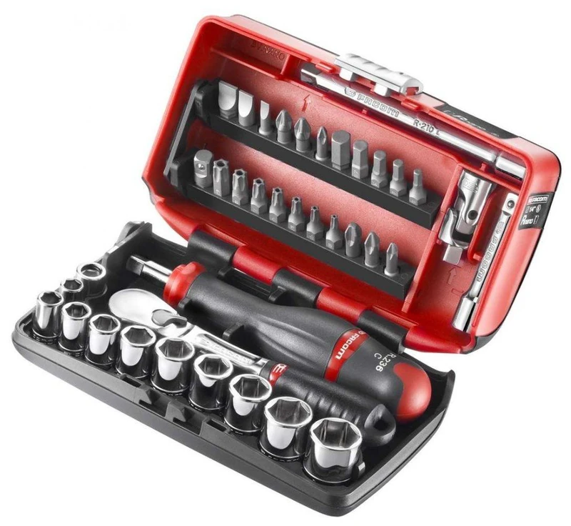 FACOM RL.Nano-U1 RL.161 1/4" Inch Nano Socket Set, 6 Point, 38 Pieces