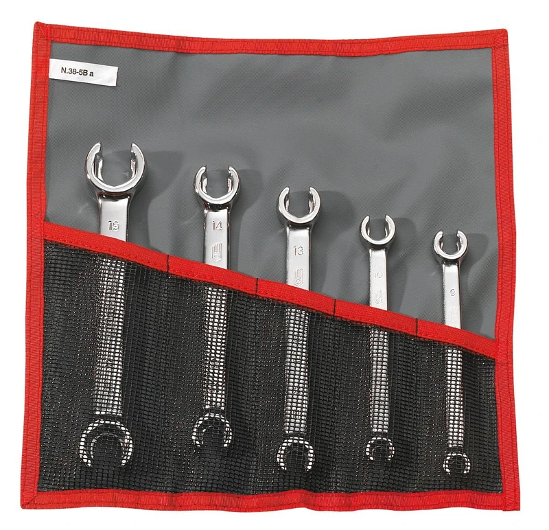 FACOM 43.JE5T Open Ring Spanner Set with Stop Edge, 6 Edges, 5 Pieces, in Bag, 1 Piece