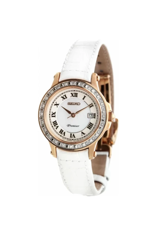 Seiko SXDF08P1 Women's Quartz Watch - White Dial Rose Gold