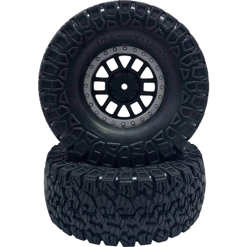 Reely 1:10 Crawler Complete Wheels Offroad 6 Double Spokes Dark Grey Pack of 2 - Image 1