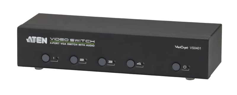 4 Port VGA Switch with Audio VS0401 ATEN (up to 1920 x 1440) Quick and easy switching between sources via front panel