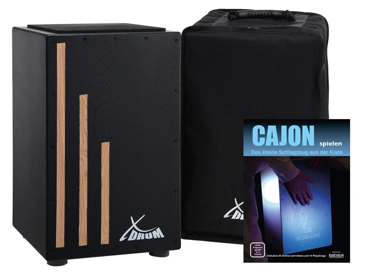 XDrum Primero Cajon Negra including Bag (Snare Sound, Box Drum, Drum Box, Wood)