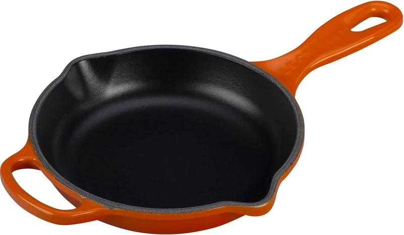 LE CREUSET Signature Enamelled Cast Iron Skillet Frying Pan with Helper Handle and Two Pouring Lips, 16 cm, Volcanic, 20182160900422