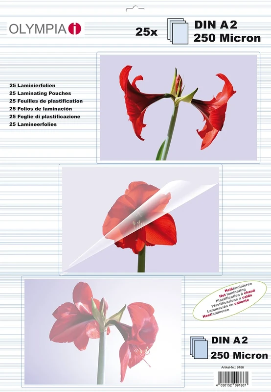 Olympia 9186 Laminating Pouches 250 Micron Pack of 25 DIN A 2
