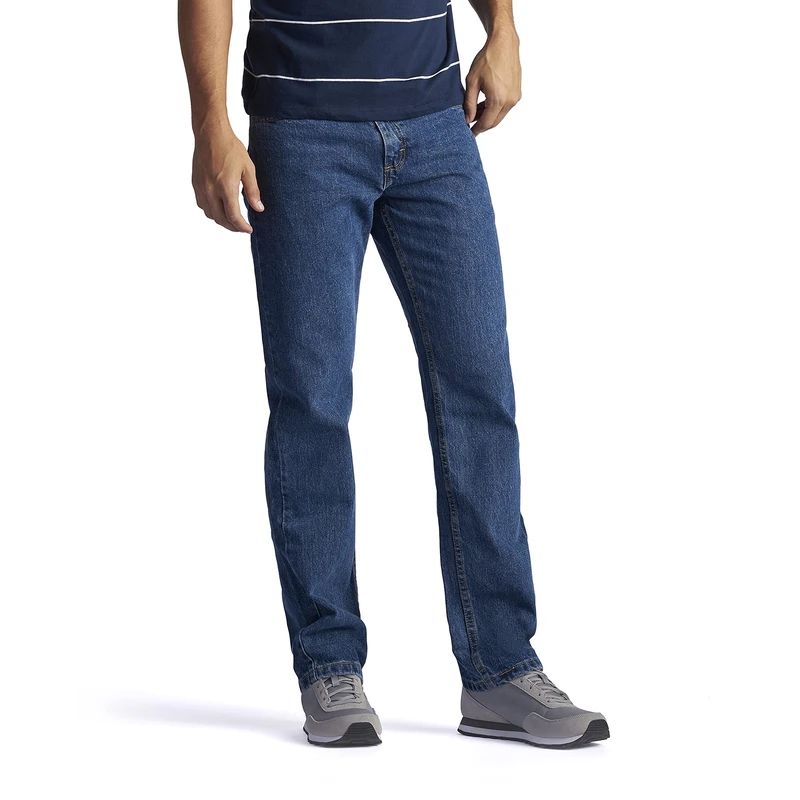 Lee Men's Regular Fit Straight Leg Jean, Medium Stone, 42W x 32L