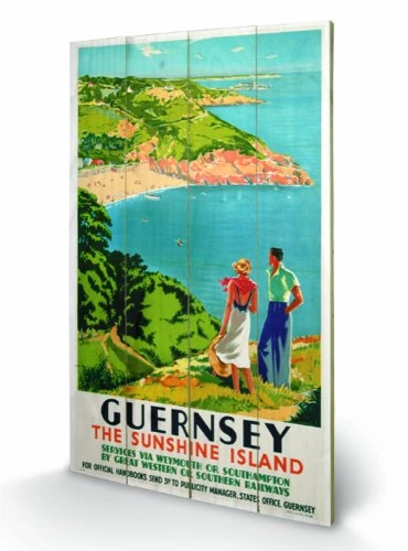 Pyramid International Guernsey Wooden Wall Art, Multicoloured, 45 x 76 cm