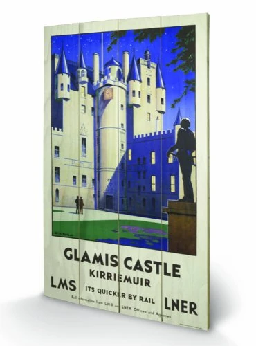 Pyramid International Glamis Castle Wooden Wall Art, multicoloured, 45 x 76 cm