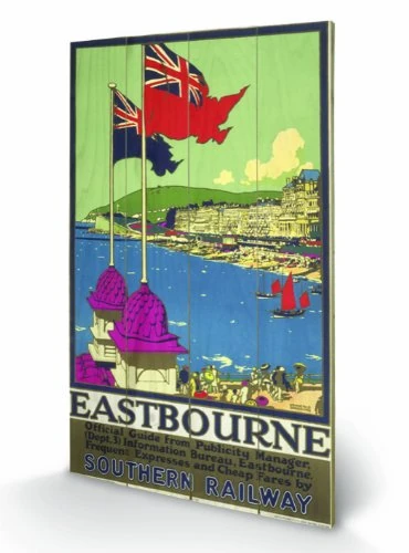 Pyramid International Eastbourne Wooden Wall Art, Multicoloured, 45 x 76 cm