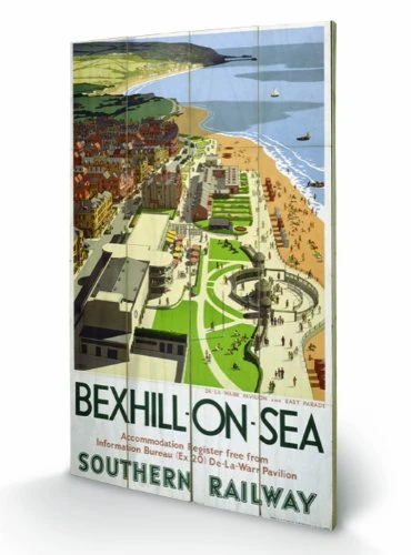 Pyramid International Bexhill on Sea, 1" Wooden Wall Art, multicoloured, 45 x 76 cm