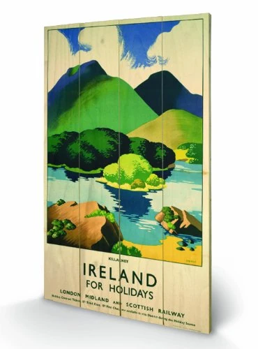 Pyramid International Killarney Wooden Wall Art, Multicoloured, 45 x 76 cm