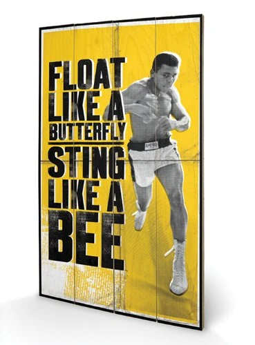 Muhammad Ali Float Like A Butterfly Wood Print, Multi-Colour, 45 x 76 cm